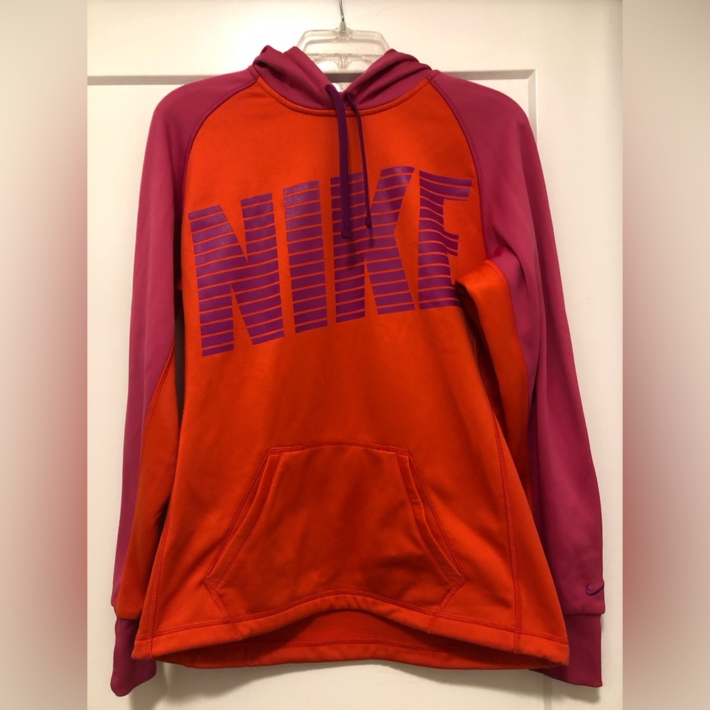 NIKE therma fit hoodie. Women’s small. Orange/pink/purple